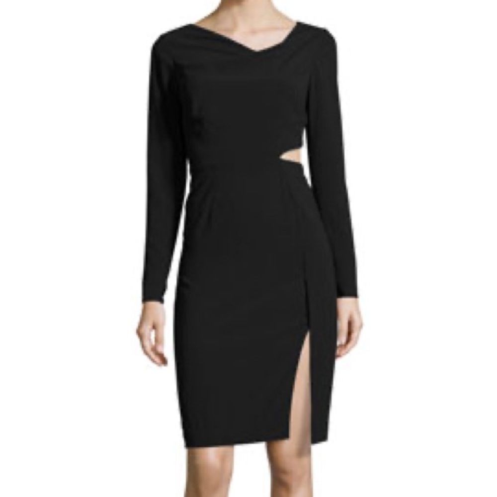 Halston Heritage Sheath Black Cutout Dress - Black